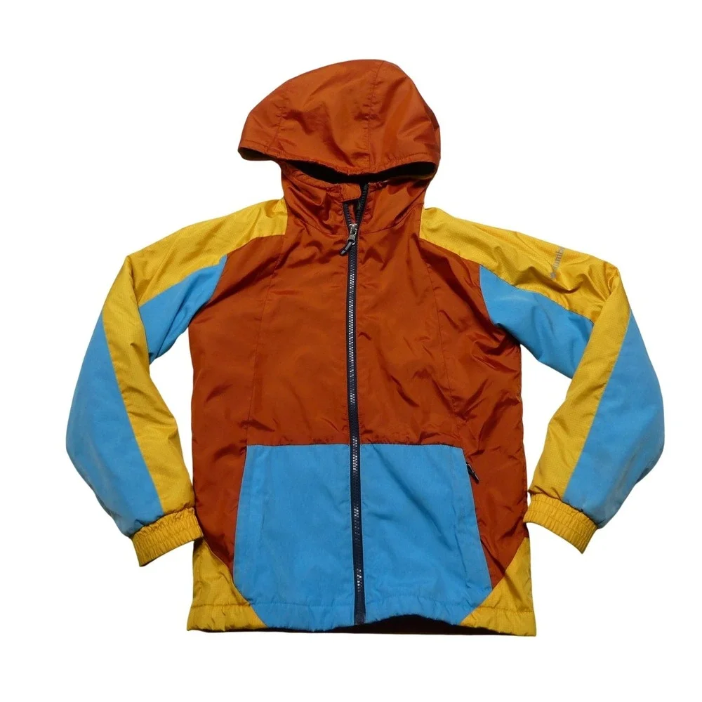 Columbia Jacket Kids Medium 10/12 Multicolor Hooded Fleece Lined Windbreaker